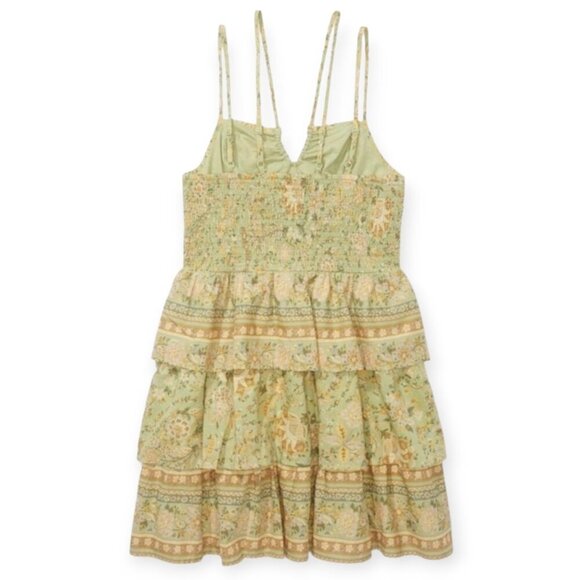 American Eagle Green Floral Tiered Mini Dress Petite Large - Picture 3 of 13